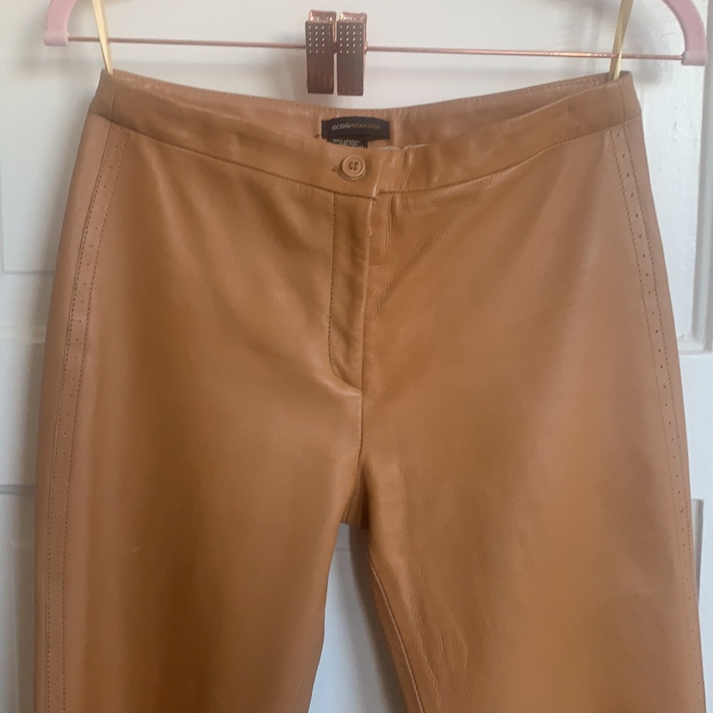 BCBG Maxazria Tan Genuine Leather Pants